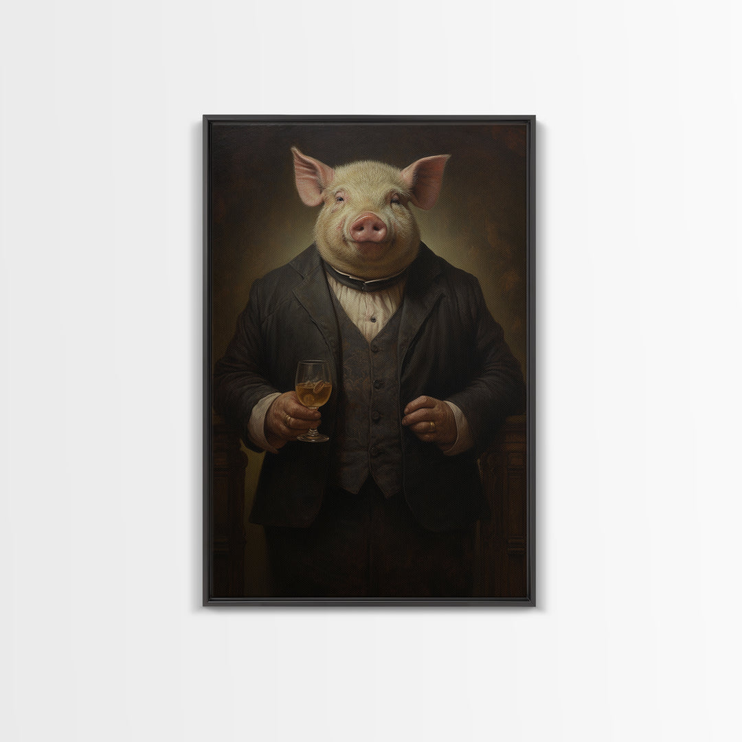 Boar Innkeeper, Victorian Animal Portrait, Halloween Art, Gothic Whimsy Decor, Anthropomorphic Costume Art