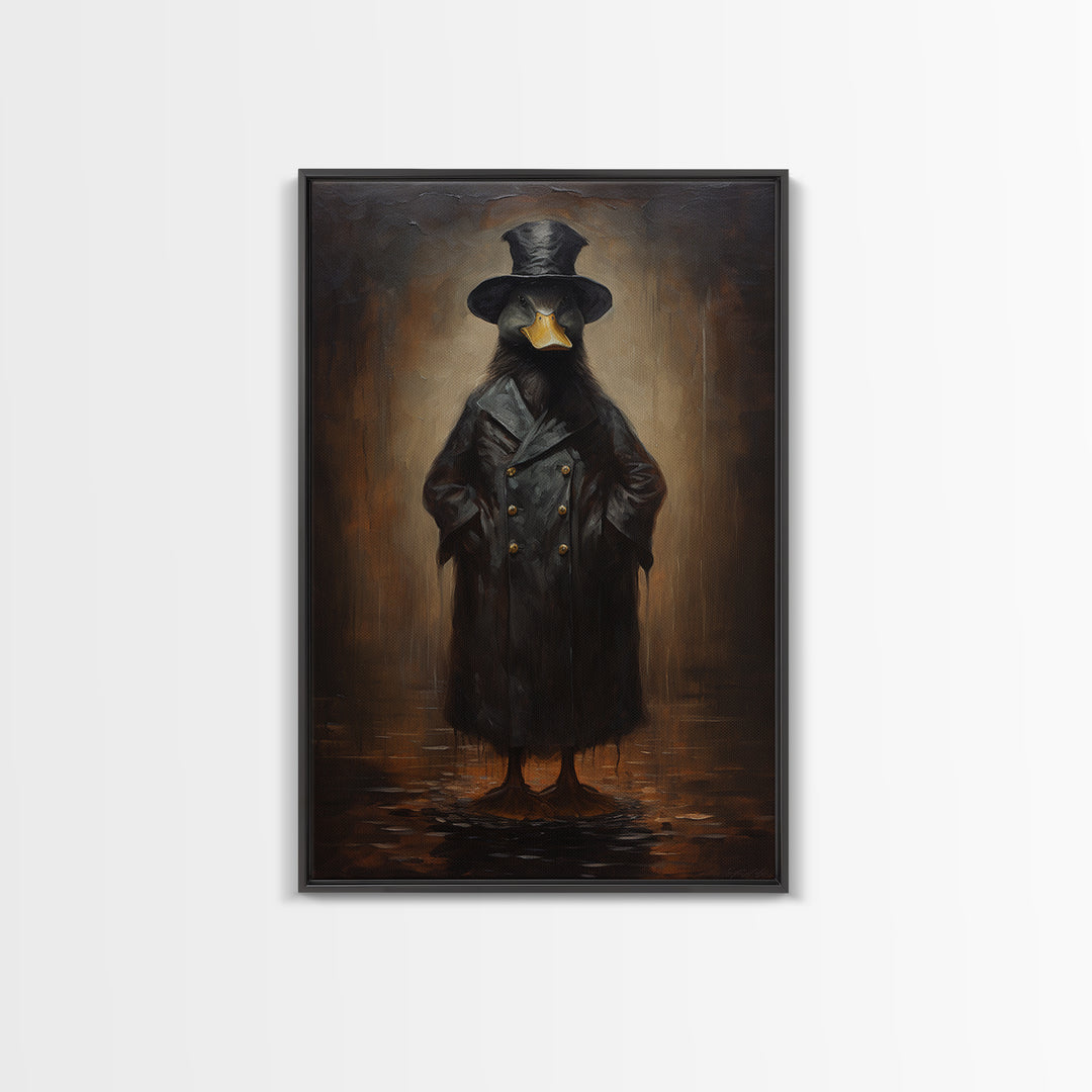 Duck Detective, Victorian Animal Portrait, Halloween Art, Gothic Whimsy Decor, Anthropomorphic Costume Art