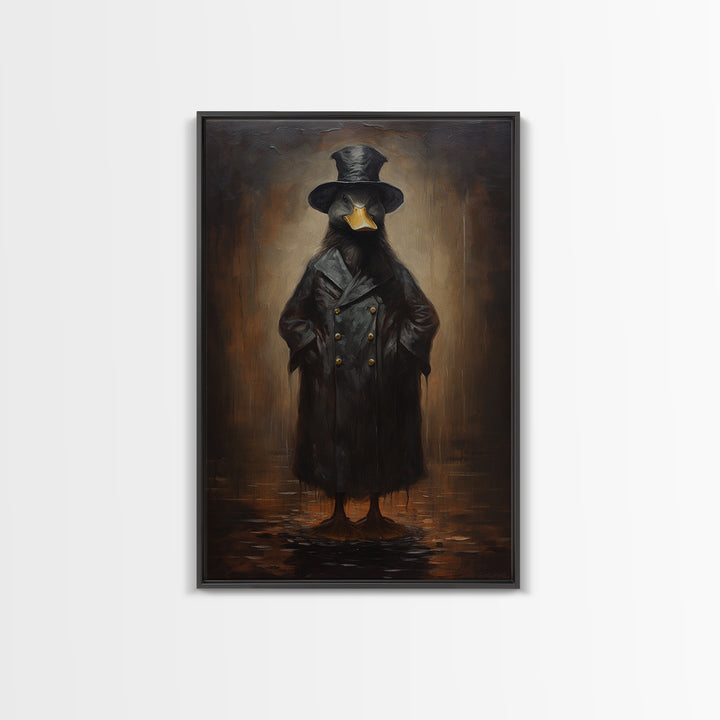Duck Detective, Victorian Animal Portrait, Halloween Art, Gothic Whimsy Decor, Anthropomorphic Costume Art