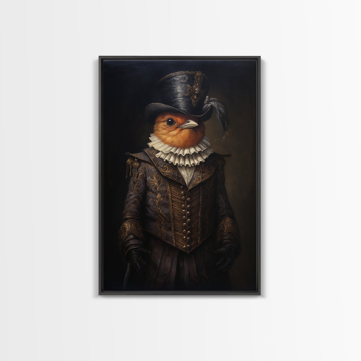 Robin Valentine, Victorian Animal Portrait, Halloween Art, Gothic Whimsy Decor, Anthropomorphic Costume Art