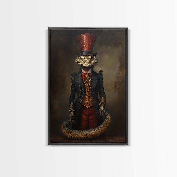 Cobra Ringmaster, Victorian Animal Portrait, Halloween Art, Gothic Whimsy Decor, Anthropomorphic Costume Art