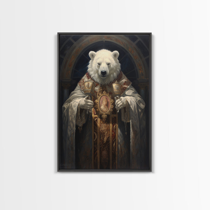 Polar Bear Bishop, Victorian Animal Portrait, Halloween Art, Gothic Whimsy Decor, Anthropomorphic Costume Art
