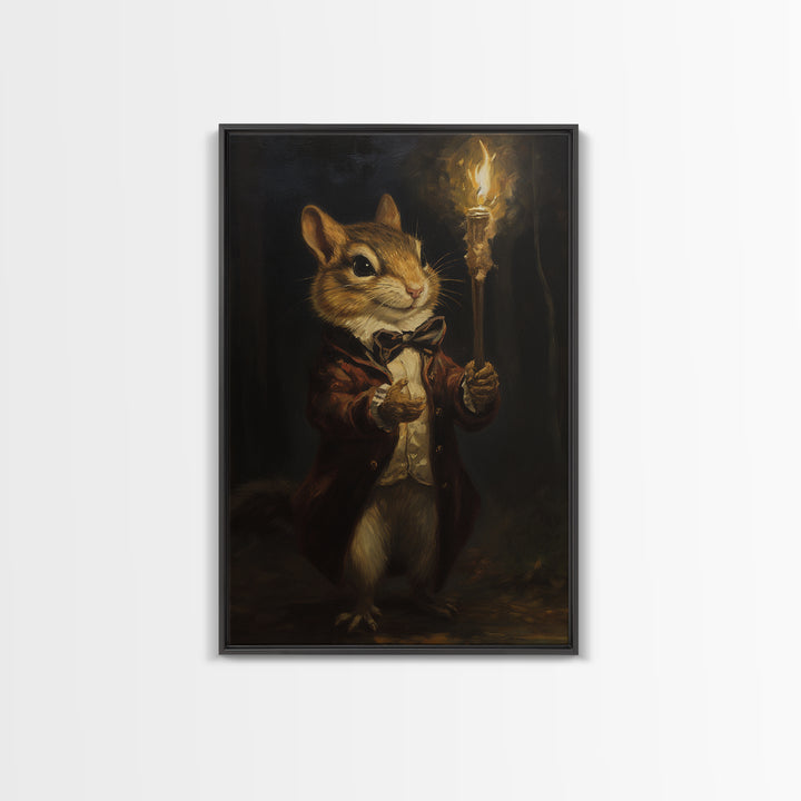 Chipmunk Conductor, Victorian Animal Portrait, Halloween Art, Gothic Whimsy Decor, Anthropomorphic Costume Art