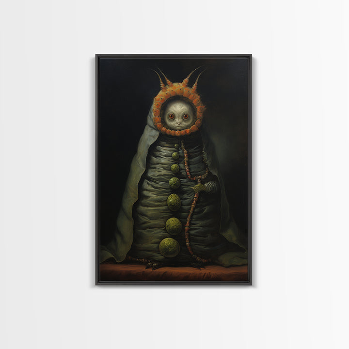 Caterpillar Herbalist, Victorian Animal Portrait, Halloween Art, Gothic Whimsy Decor, Anthropomorphic Costume Art