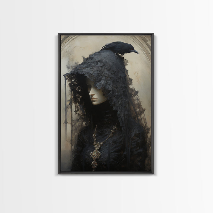 Cuckoo Widow, Victorian Animal Portrait, Halloween Art, Gothic Whimsy Decor, Anthropomorphic Costume Art