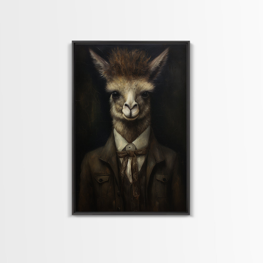 Alpaca Novelist, Victorian Animal Portrait, Halloween Art, Gothic Whimsy Decor, Anthropomorphic Costume Art