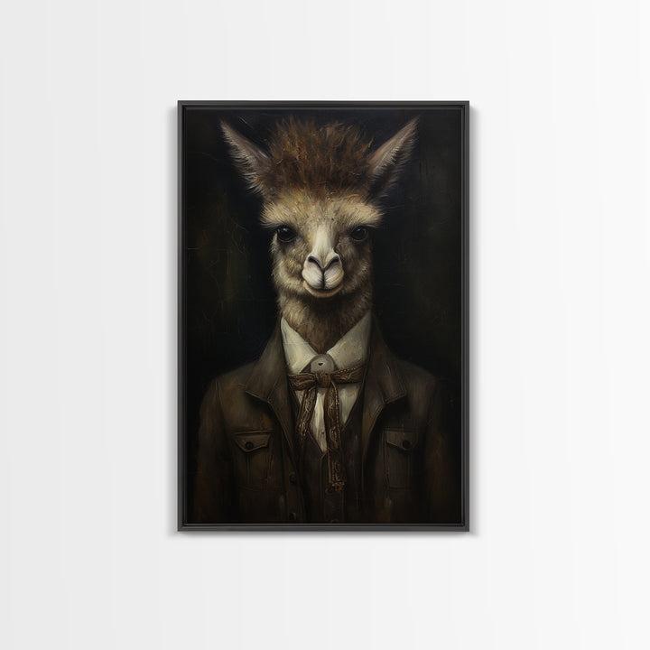 Alpaca Novelist, Victorian Animal Portrait, Halloween Art, Gothic Whimsy Decor, Anthropomorphic Costume Art