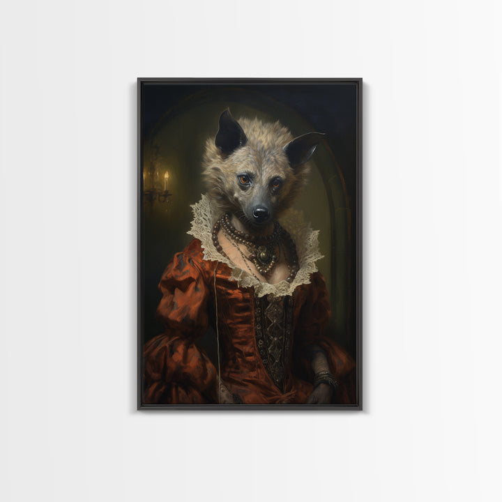 Hyena Social Climber, Victorian Animal Portrait, Halloween Art, Gothic Whimsy Decor, Anthropomorphic Costume Art