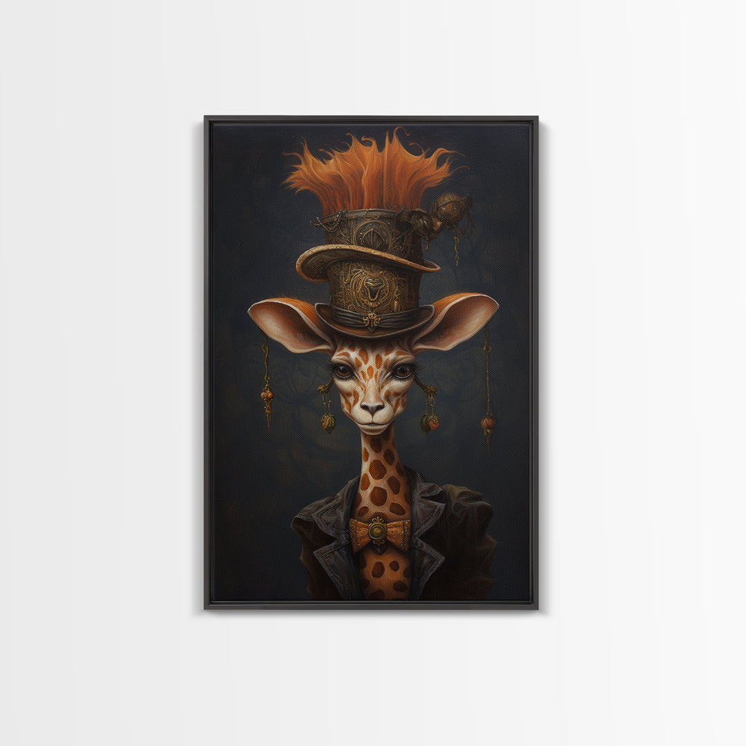 Giraffe Duchess, Victorian Animal Portrait, Halloween Art, Gothic Whimsy Decor, Anthropomorphic Costume Art