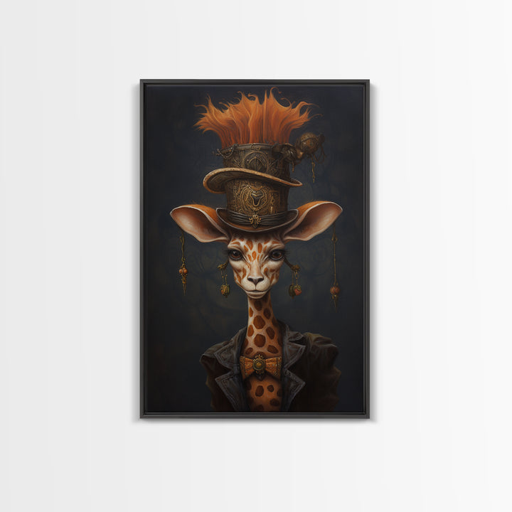 Giraffe Duchess, Victorian Animal Portrait, Halloween Art, Gothic Whimsy Decor, Anthropomorphic Costume Art