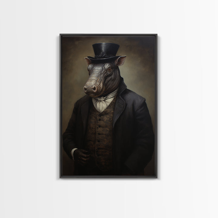 Tapir Antiquarian, Victorian Animal Portrait, Halloween Art, Gothic Whimsy Decor, Anthropomorphic Costume Art