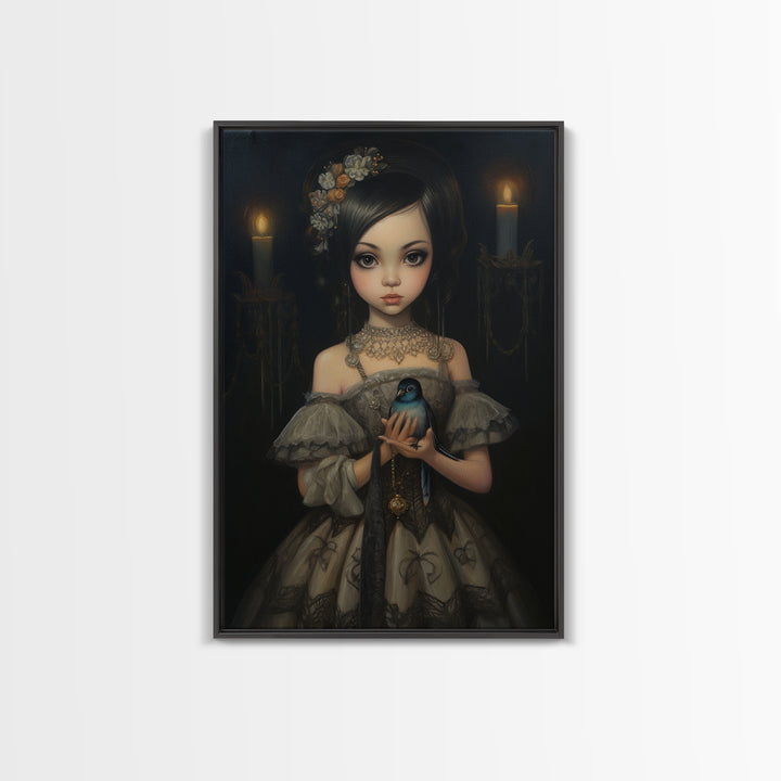 Hummingbird Heiress, Victorian Animal Portrait, Halloween Art, Gothic Whimsy Decor, Anthropomorphic Costume Art