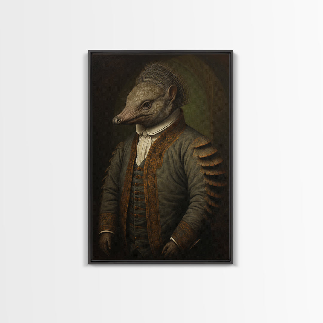 Armadillo Clerk, Victorian Animal Portrait, Halloween Art, Gothic Whimsy Decor, Anthropomorphic Costume Art