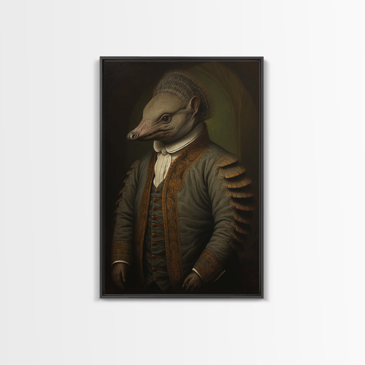 Armadillo Clerk, Victorian Animal Portrait, Halloween Art, Gothic Whimsy Decor, Anthropomorphic Costume Art