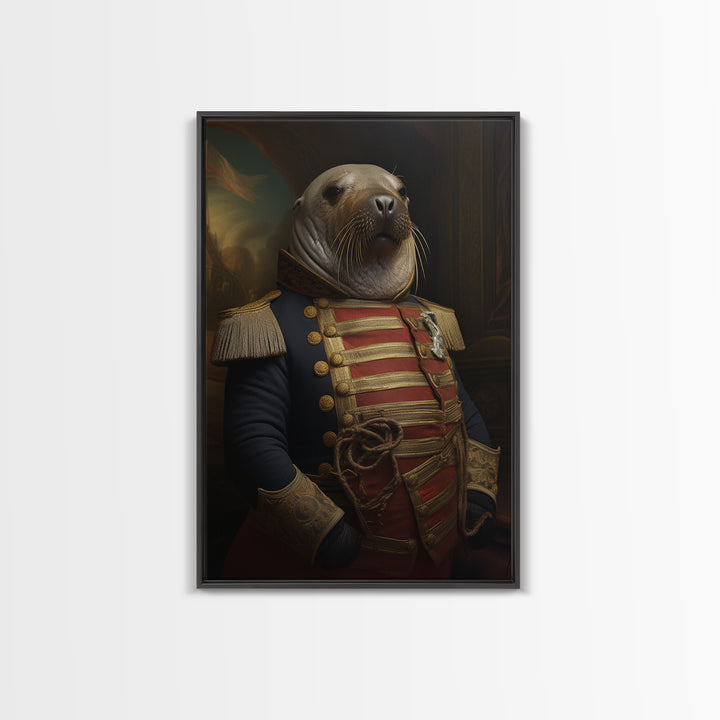 Walrus Commodore, Victorian Animal Portrait, Halloween Art, Gothic Whimsy Decor, Anthropomorphic Costume Art
