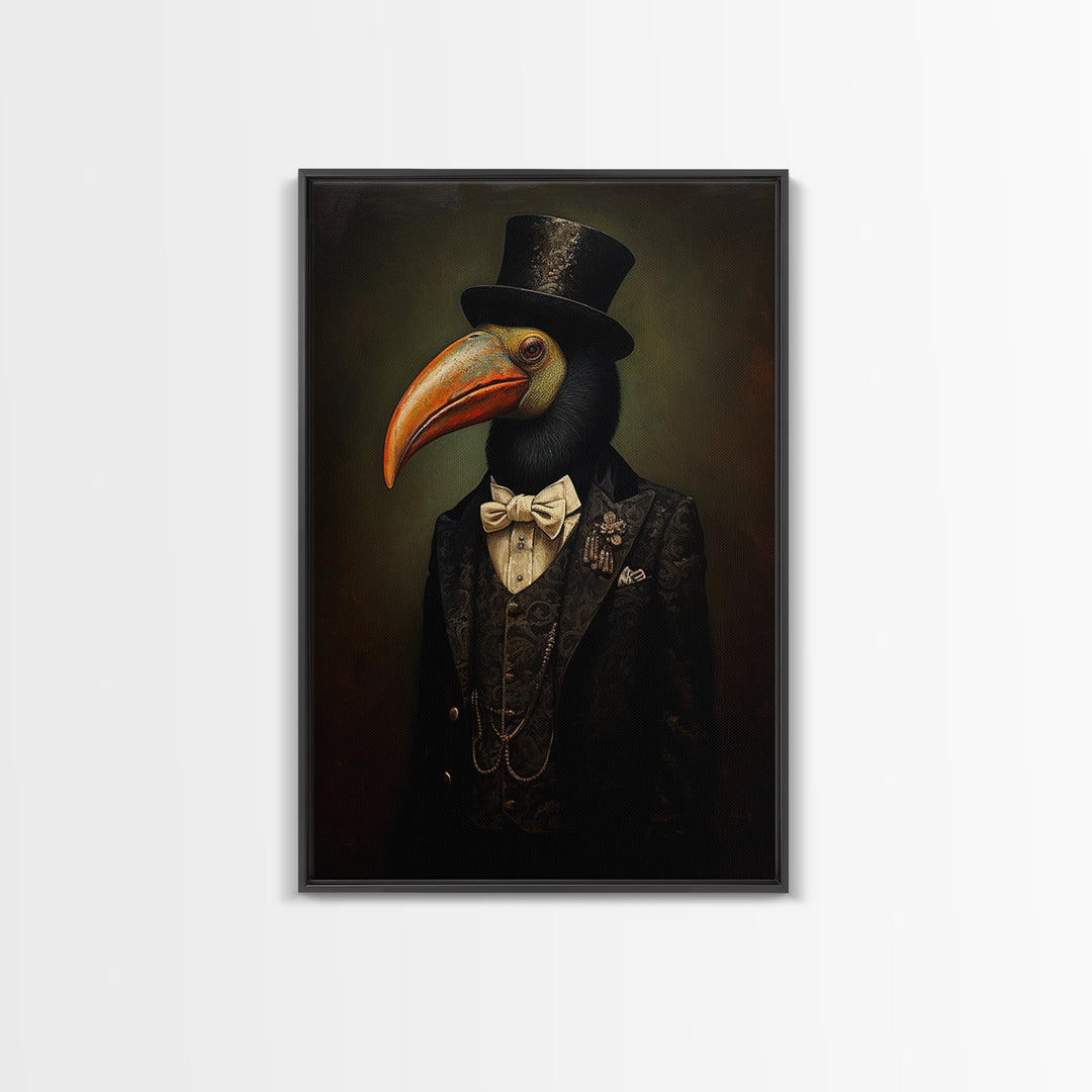 Toucan Advocate, Victorian Animal Portrait, Halloween Art, Gothic Whimsy Decor, Anthropomorphic Costume Art