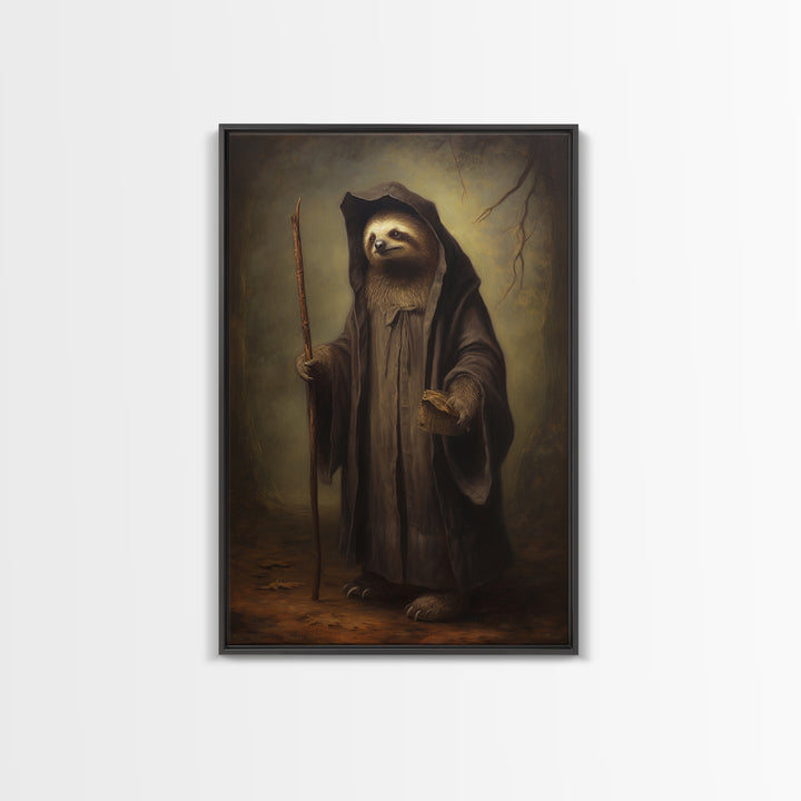 Sloth Philosopher, Victorian Animal Portrait, Halloween Art, Gothic Whimsy Decor, Anthropomorphic Costume Art