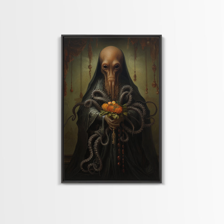 Octopus Matron, Victorian Animal Portrait, Halloween Art, Gothic Whimsy Decor, Anthropomorphic Costume Art