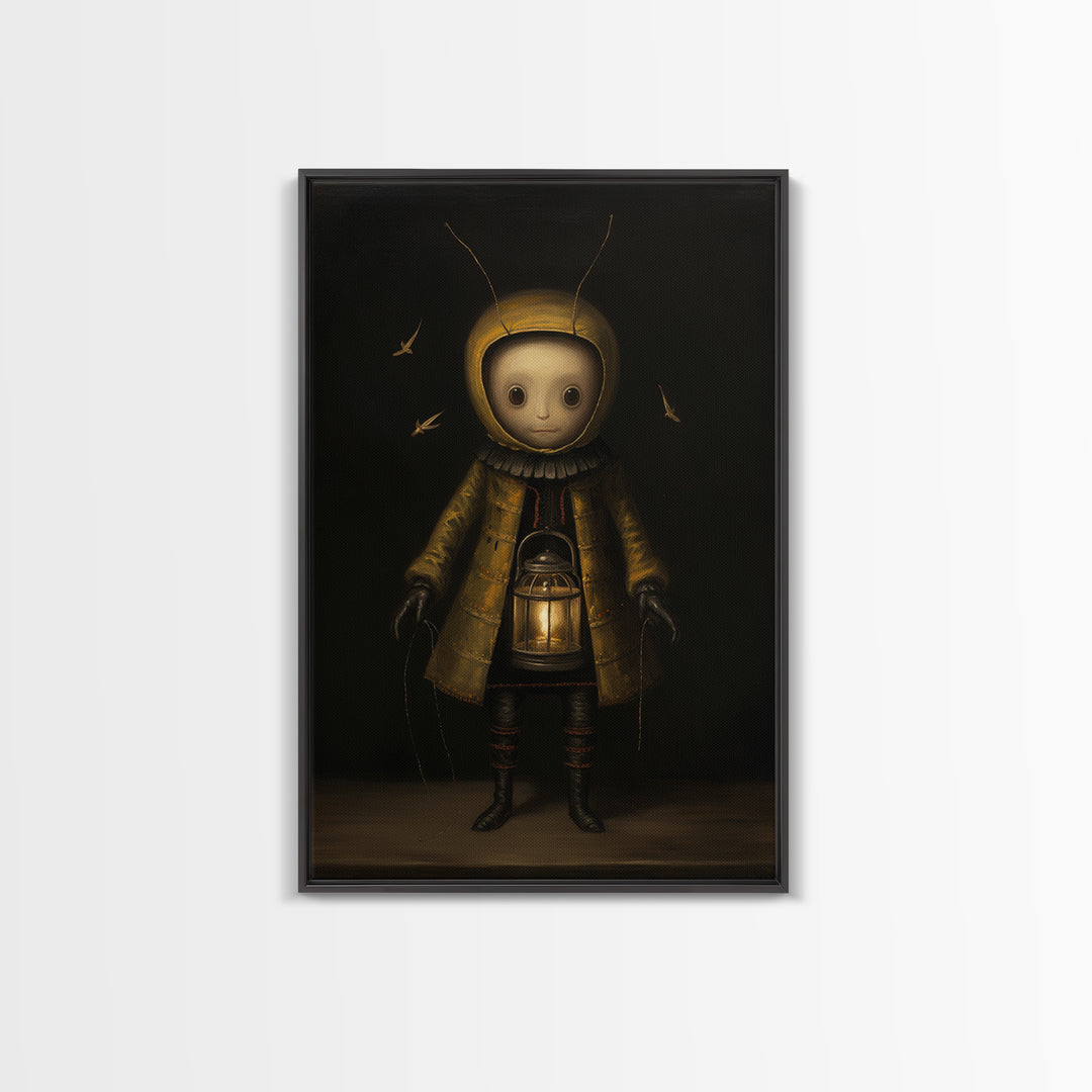 Firefly Pageboy, Victorian Animal Portrait, Halloween Art, Gothic Whimsy Decor, Anthropomorphic Costume Art