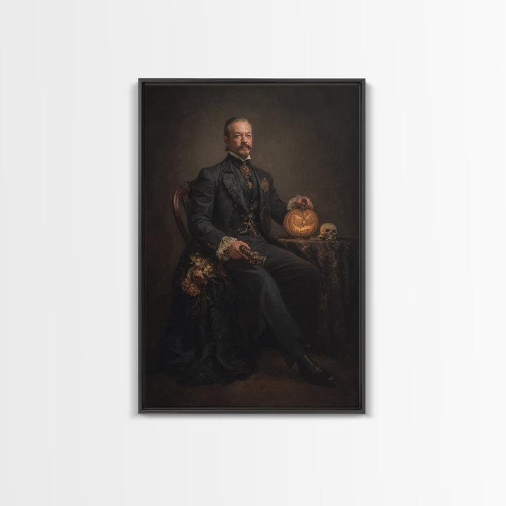 The Headless Horseman, Dark Academia Wall Art, Vertical Wall Art, Canvas Print, Gothic Wall Decor, Halloween Portrait Art, Macabre Wall Art