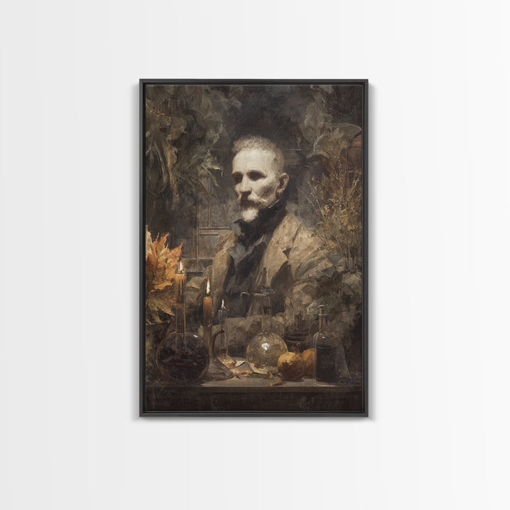 The Mad Alchemist, Macabre Victorian Decor, Vertical Wall Art, Canvas Print, Gothic Wall Decor, Halloween Portrait Art