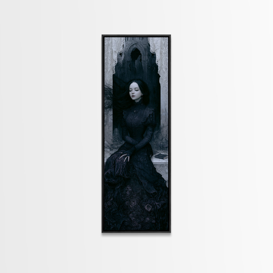 The Banshee Singer, Victorian Gothic Art, Tall Narrow Wall Art, Canvas Print, Gothic Wall Decor, Halloween Portrait Art, Macabre Wall Art