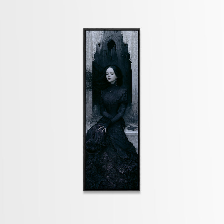 The Banshee Singer, Victorian Gothic Art, Tall Narrow Wall Art, Canvas Print, Gothic Wall Decor, Halloween Portrait Art, Macabre Wall Art