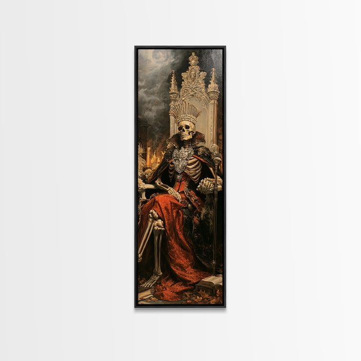 The Bone Queen, Victorian Gothic Art, Tall Narrow Wall Art, Framed Canvas Print, Gothic Wall Decor, Halloween Portrait Art