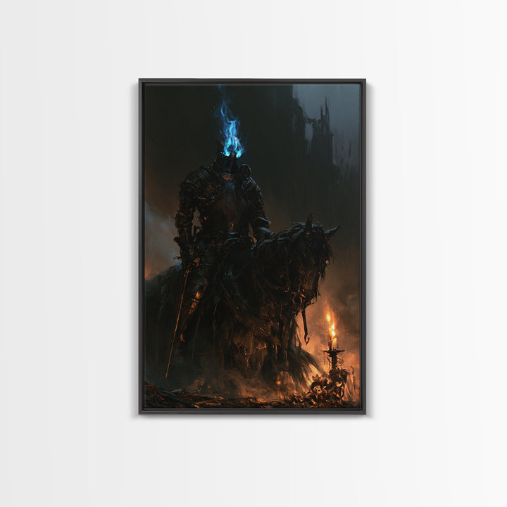The Spectral Knight, Antique Gothic Portrait, Vertical Wall Art, Canvas Print, Gothic Wall Decor, Halloween Portrait Art, Statement Wall Art