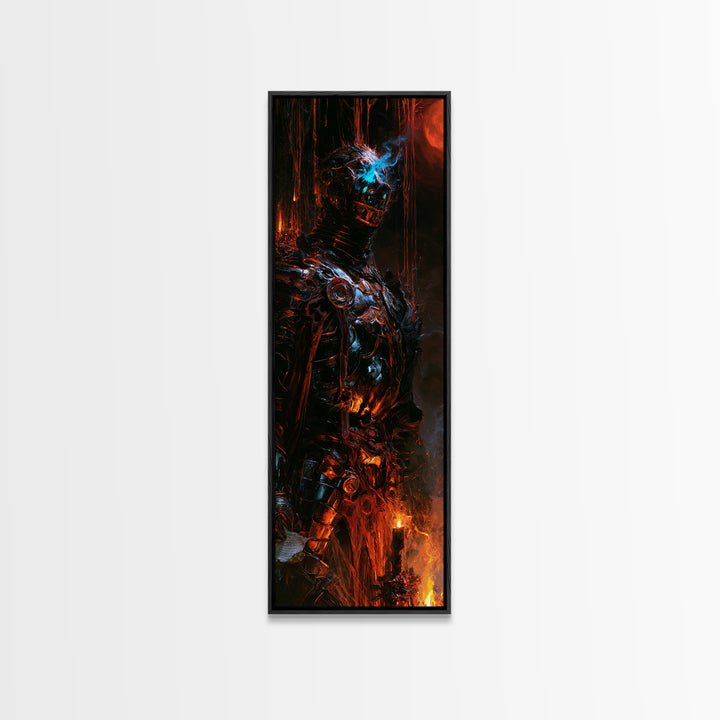 The Spectral Knight, Antique Gothic Portrait, Tall Narrow Wall Art, Canvas Print, Gothic Wall Decor, Halloween Portrait Art, Horror Wall Art