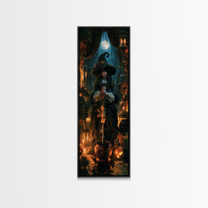 The Swamp Witch, Macabre Victorian Decor, Tall Narrow Wall Art, Framed Canvas Print, Gothic Wall Decor, Halloween Portrait Art