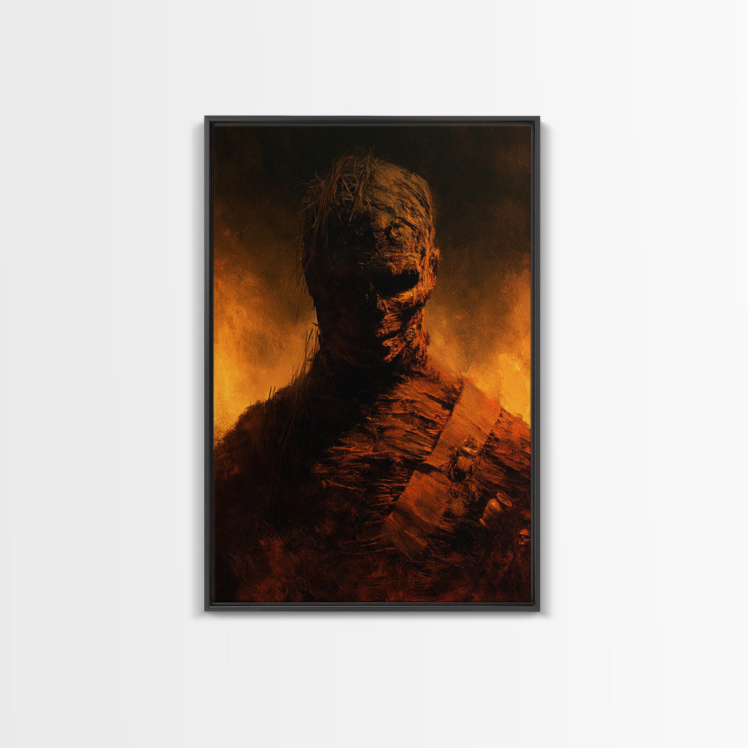 The Bog Mummy, Antique Gothic Portrait, Vertical Wall Art, Framed Canvas Print, Gothic Wall Decor, Halloween Portrait Art