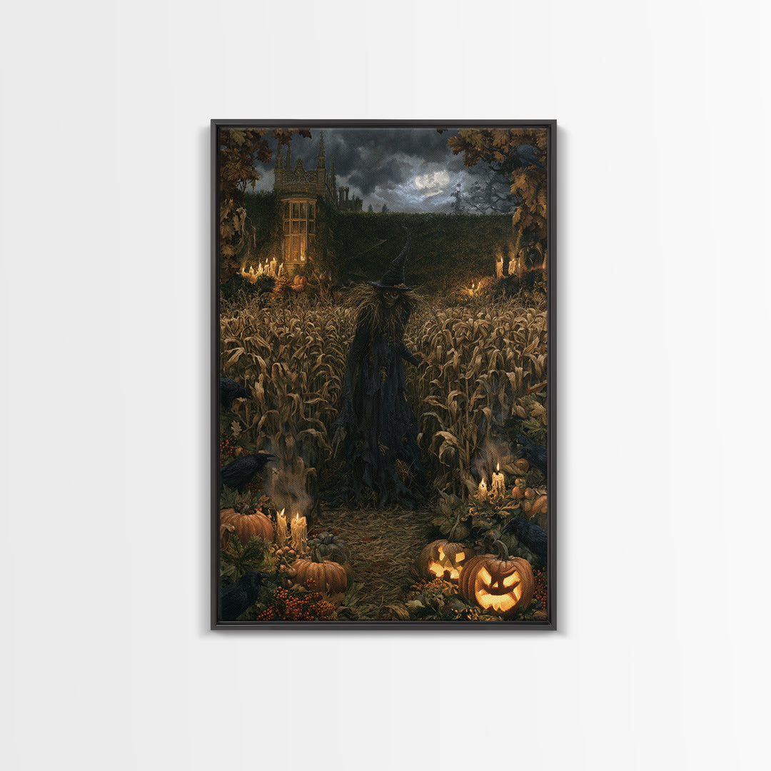 The Cornfield Crawler, Victorian Gothic Art, Vertical Wall Art, Framed Canvas Print, Gothic Wall Decor, Halloween Portrait Art