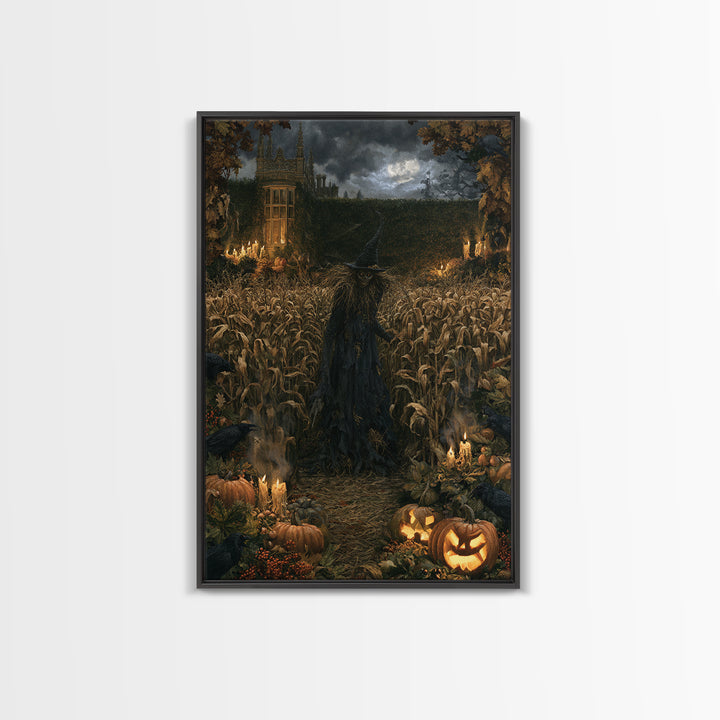 The Cornfield Crawler, Victorian Gothic Art, Vertical Wall Art, Framed Canvas Print, Gothic Wall Decor, Halloween Portrait Art