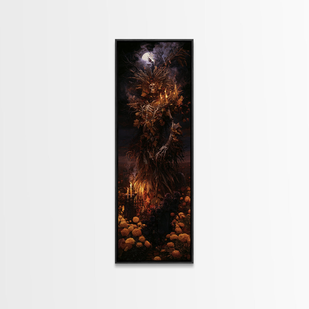 The Harvest Demon, Macabre Victorian Decor, Tall Narrow Wall Art, Canvas Print, Gothic Wall Decor, Halloween Portrait Art, Gothic Home Decor