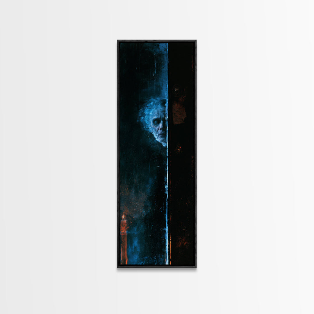 The Lake Phantom, Dark Academia Wall Art, Tall Narrow Wall Art, Framed Canvas Print, Gothic Wall Decor, Halloween Portrait Art