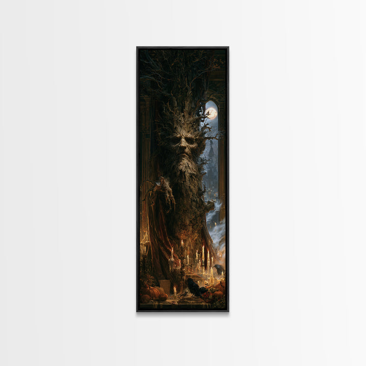 The Hollow-Tree Monster, Victorian Horror Portrait, Tall Narrow Wall Art, Canvas Print, Gothic Wall Decor, Halloween Portrait Art