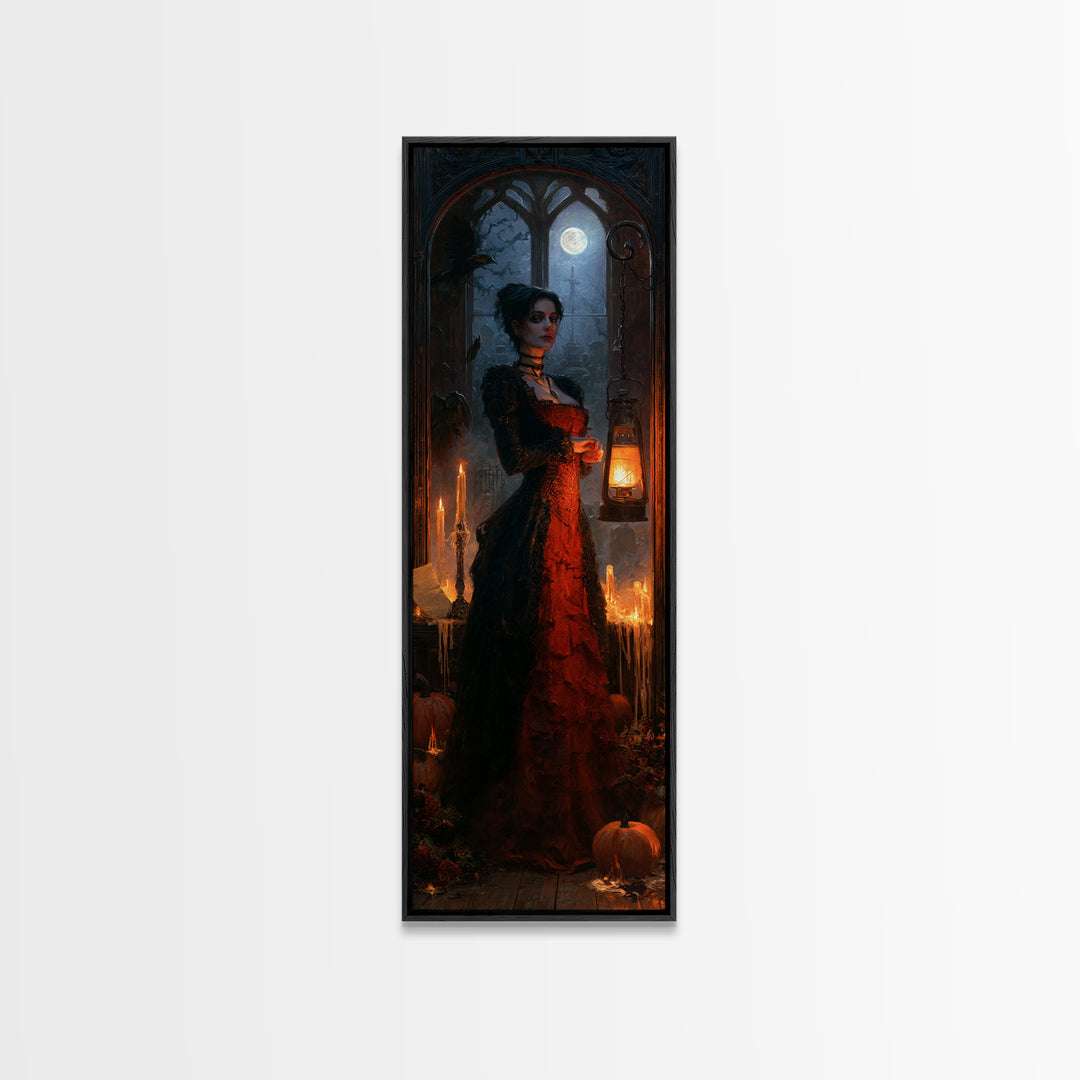 The Crossroads Spirit, Antique Gothic Portrait, Tall Narrow Wall Art, Canvas Print, Gothic Wall Decor, Halloween Portrait Art