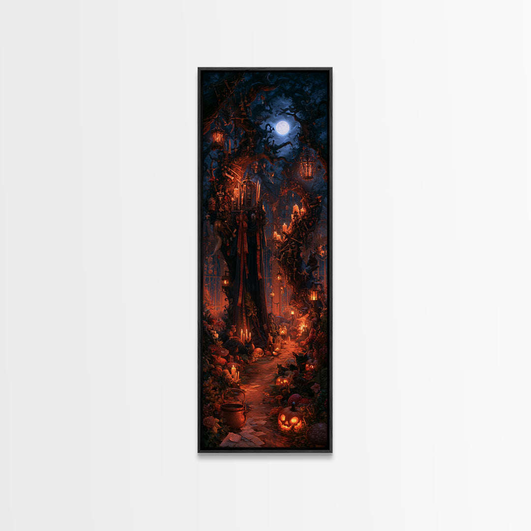 The Witch'S Forest, Macabre Victorian Decor, Tall Narrow Wall Art, Framed Canvas Print, Gothic Wall Decor, Halloween Portrait Art