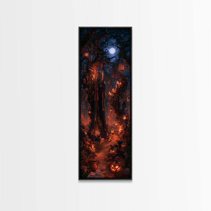 The Witch'S Forest, Macabre Victorian Decor, Tall Narrow Wall Art, Framed Canvas Print, Gothic Wall Decor, Halloween Portrait Art