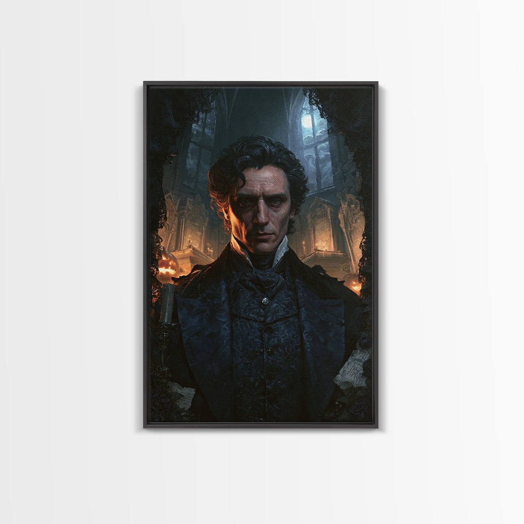 The Forgotten Crypt, Antique Gothic Portrait, Vertical Wall Art, Canvas Print, Gothic Wall Decor, Halloween Portrait Art, Statement Wall Art