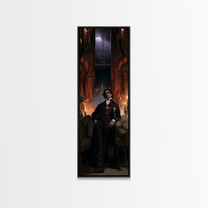 The Endless Catacombs, Antique Gothic Portrait, Tall Narrow Wall Art, Canvas Print, Gothic Wall Decor, Halloween Portrait Art
