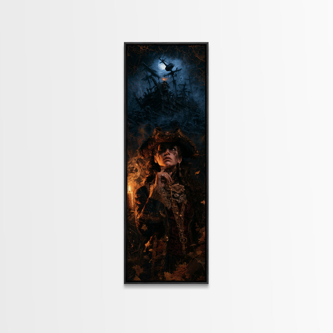 The Shipwreck Cove, Victorian Horror Portrait, Tall Narrow Wall Art, Canvas Print, Gothic Wall Decor, Halloween Portrait Art