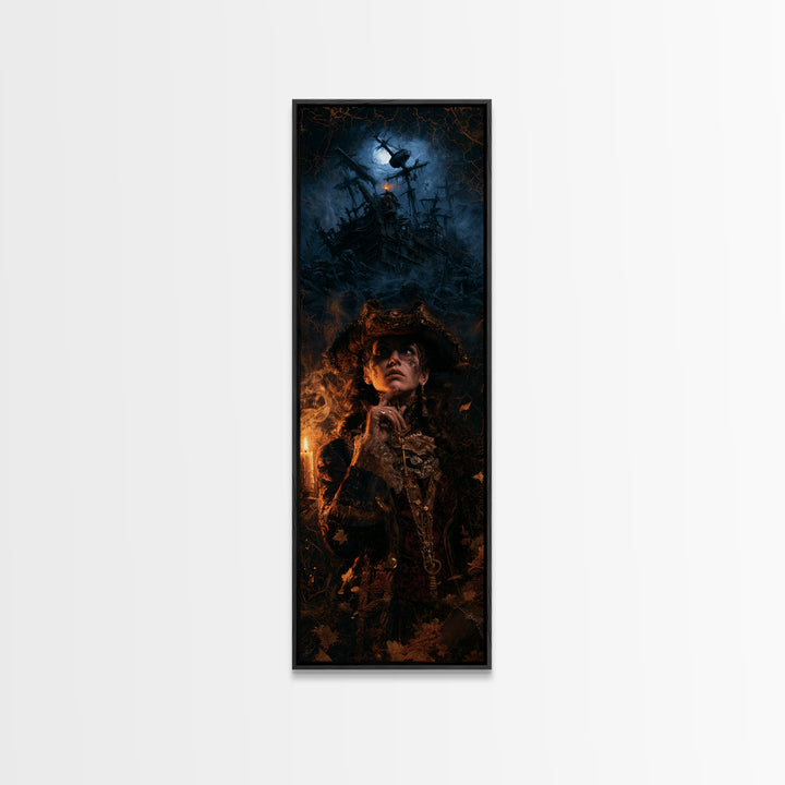 The Shipwreck Cove, Victorian Horror Portrait, Tall Narrow Wall Art, Canvas Print, Gothic Wall Decor, Halloween Portrait Art