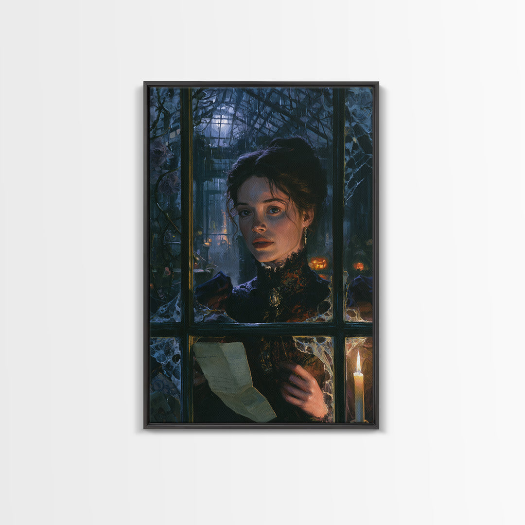 The Cemetery Greenhouse, Victorian Gothic Art, Vertical Wall Art, Canvas Print, Gothic Wall Decor, Halloween Portrait Art