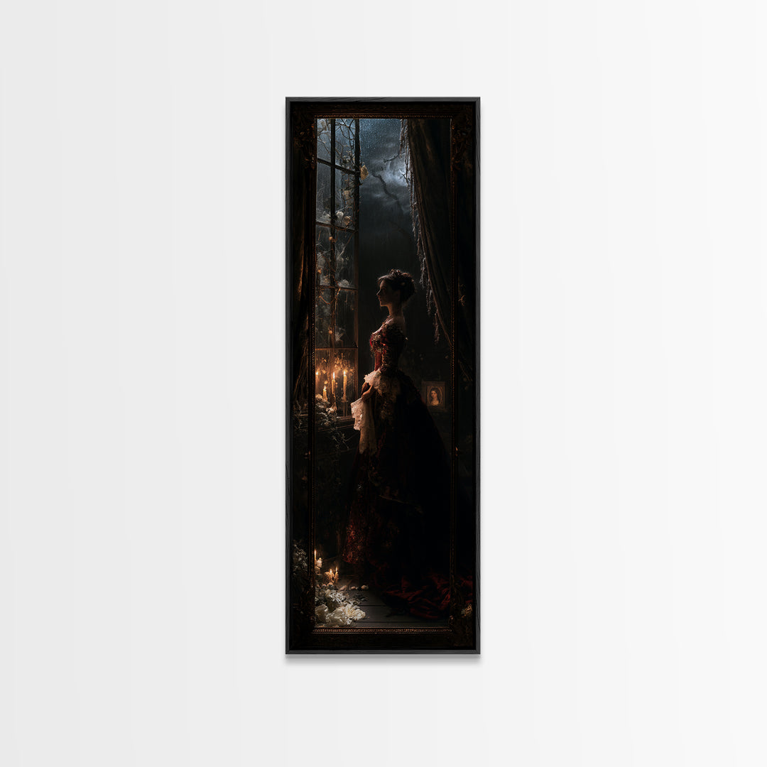 The Cemetery Greenhouse, Antique Gothic Portrait, Tall Narrow Wall Art, Canvas Print, Gothic Wall Decor, Halloween Portrait Art
