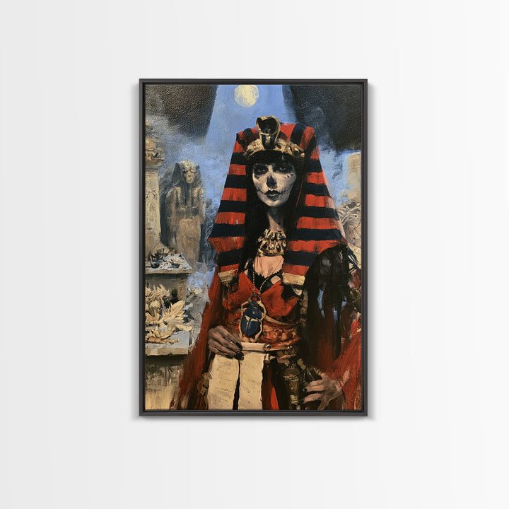 The Graveyard Dance, Victorian Gothic Art, Vertical Wall Art, Framed Canvas Print, Gothic Wall Decor, Halloween Portrait Art