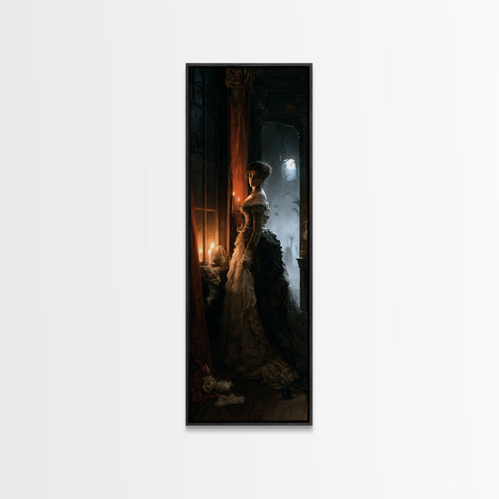 The Haunted Hayride, Macabre Victorian Decor, Tall Narrow Wall Art, Canvas Print, Gothic Wall Decor, Halloween Portrait Art