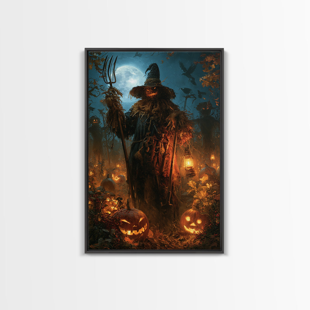 The Scarecrow Uprising, Macabre Victorian Decor, Vertical Wall Art, Framed Canvas Print, Gothic Wall Decor, Halloween Portrait Art