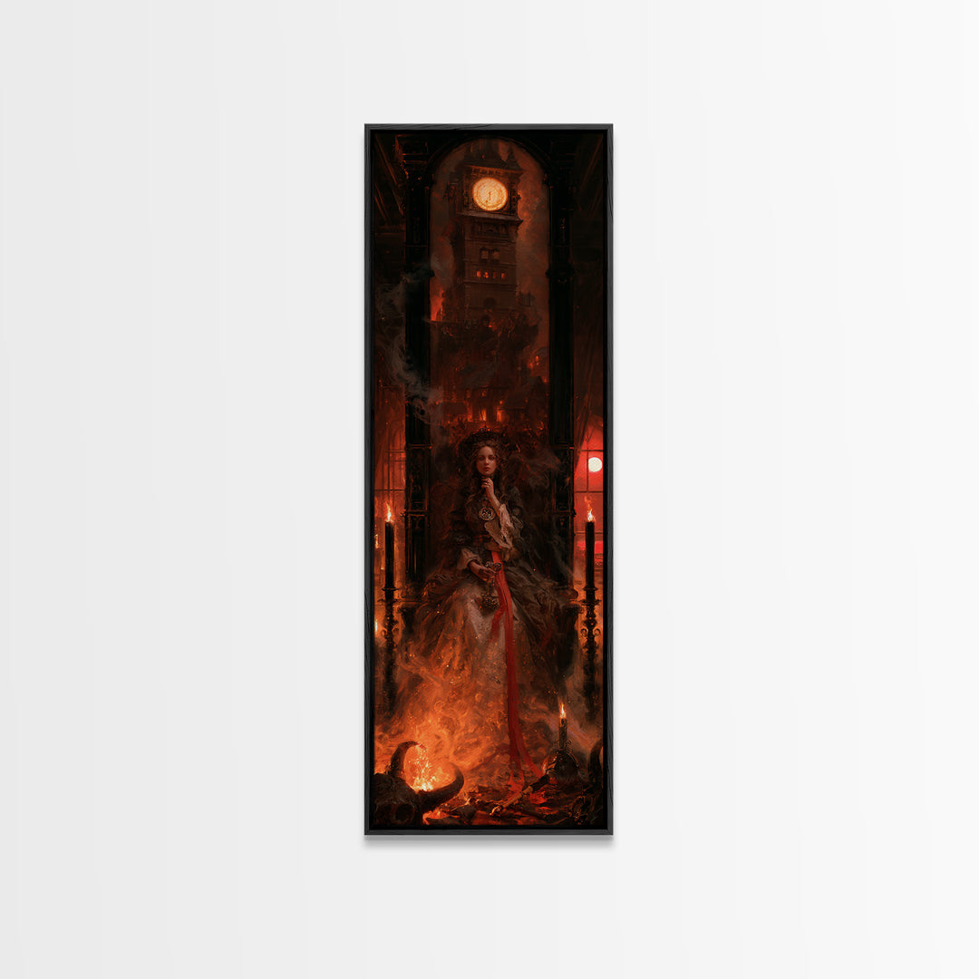 The Thirteenth Bell, Victorian Horror Portrait, Tall Narrow Wall Art, Framed Canvas Print, Gothic Wall Decor, Halloween Portrait Art